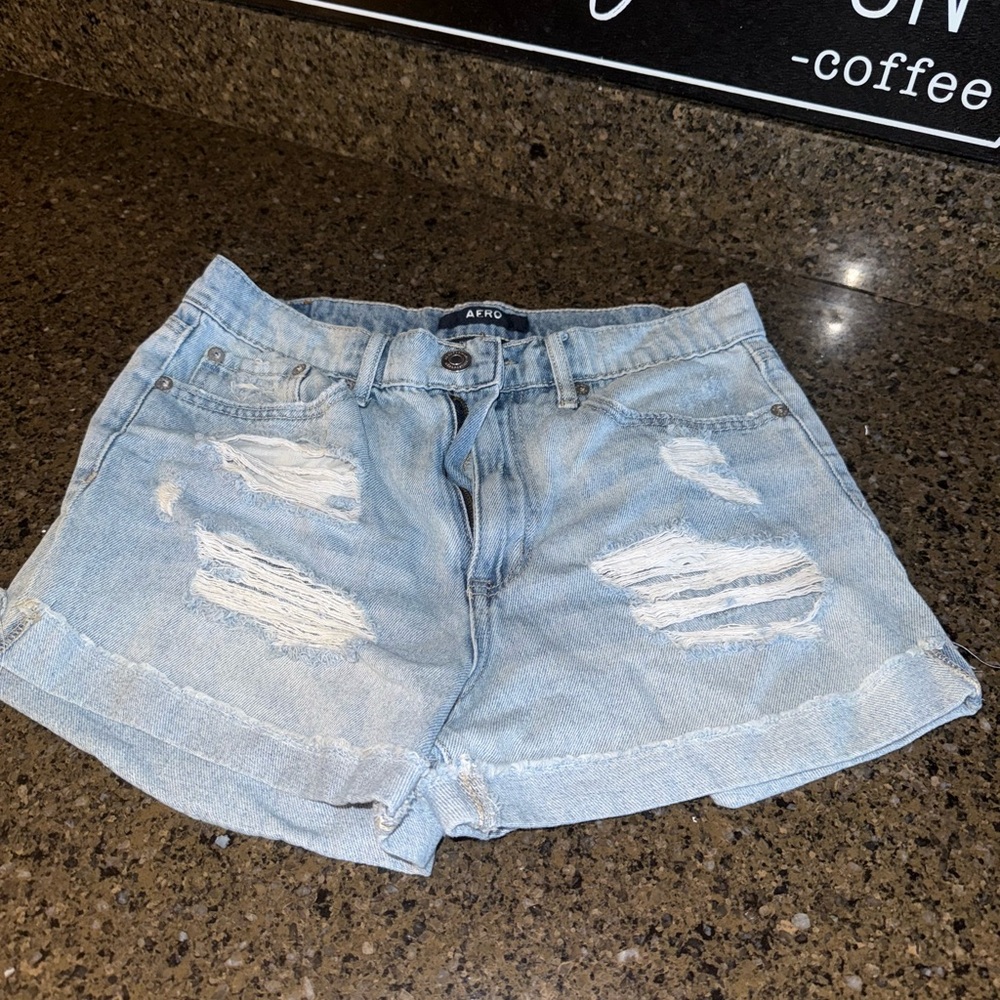Aeropostale Light Blue Ripped Jean Shorts